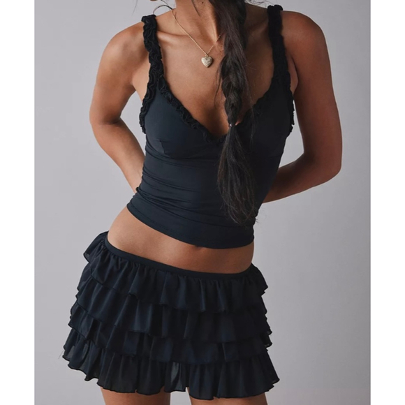 Out From Under Cammy Ruffle Trim Micro Skort - Picture 2 of 3